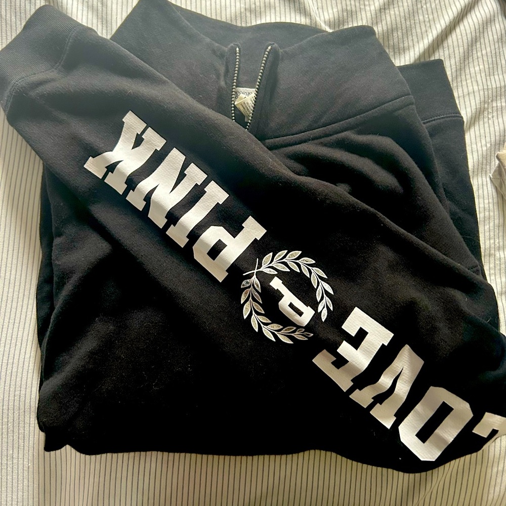 Pink, black quarter zip